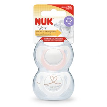 NUK Set de 2 Chupetes Star T0 - Rosa