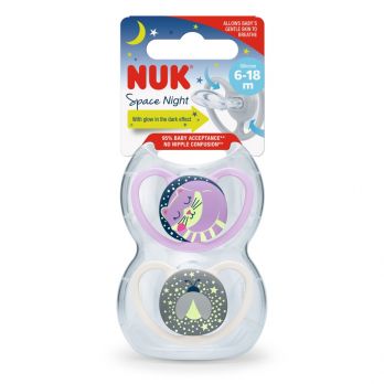 Set Nuk de 2 Chupetes Space Luminoso